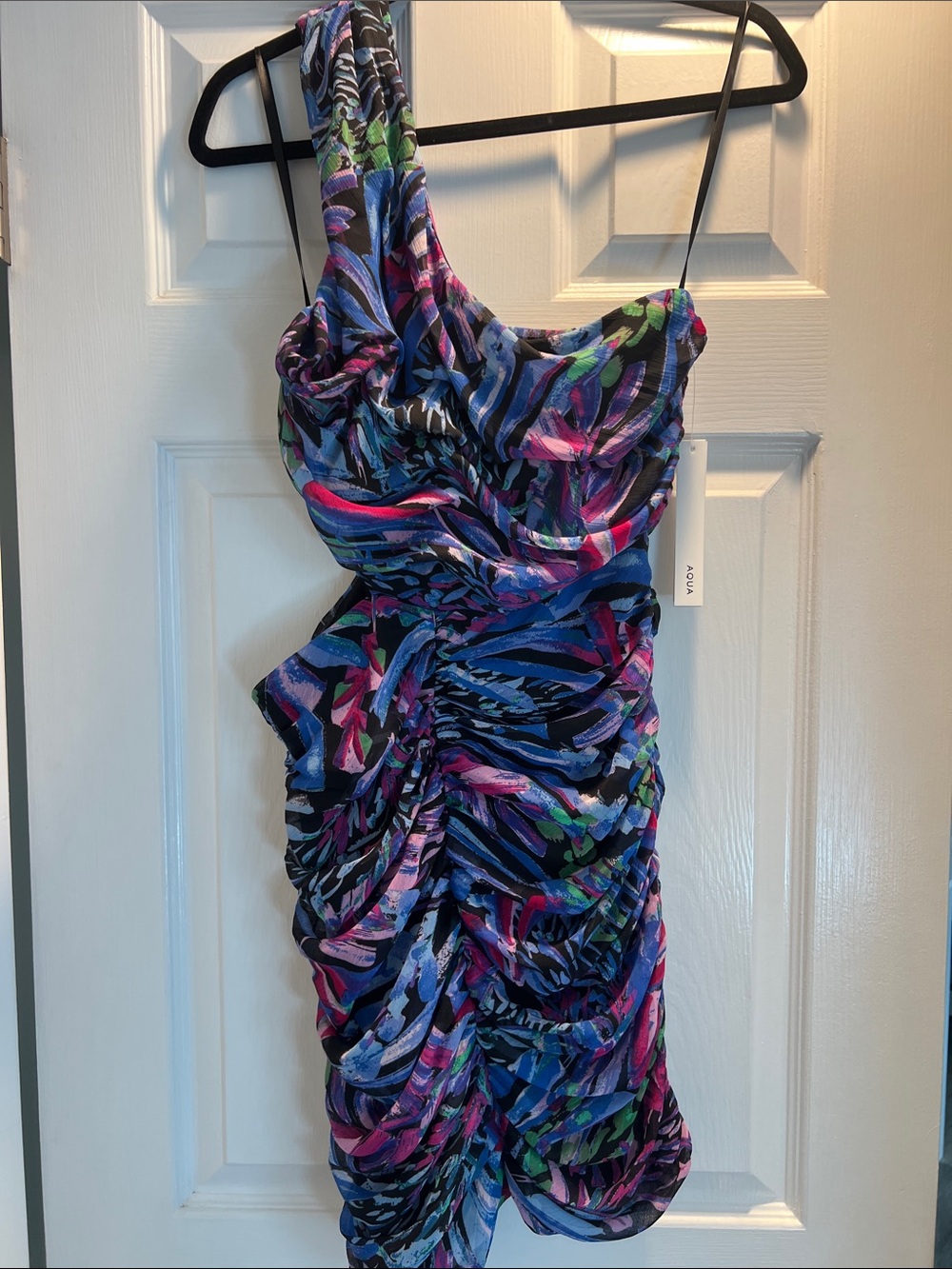 Aqua one shoulder dress